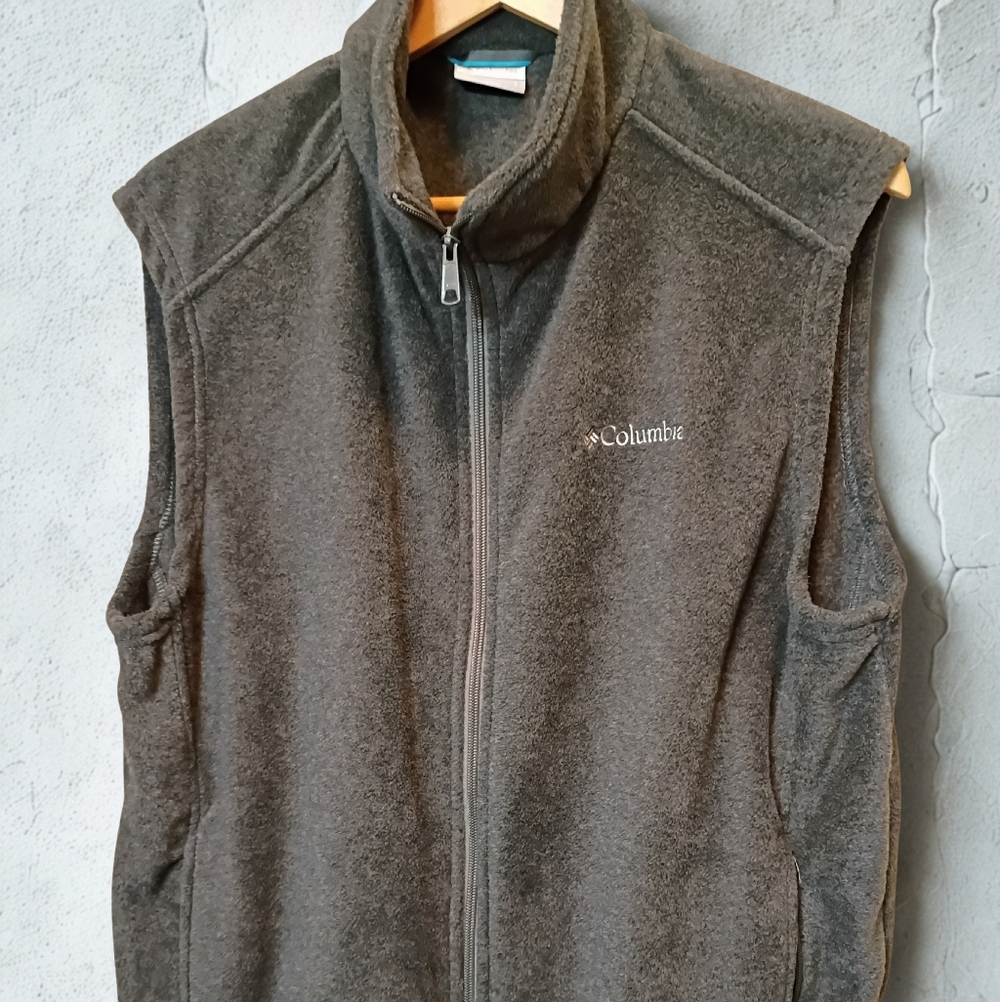 Columbia Fleece Vest Men's Size Large Grey Full Zip